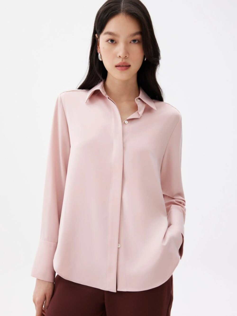 Love Bonito Ivy Satin Button Down Shirt